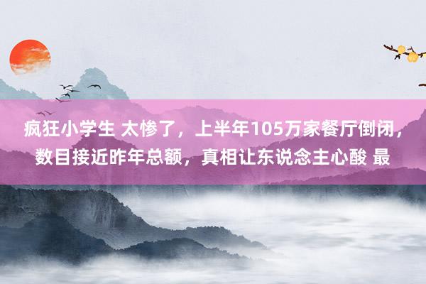 疯狂小学生 太惨了，上半年105万家餐厅倒闭，数目接近昨年总额，真相让东说念主心酸 最