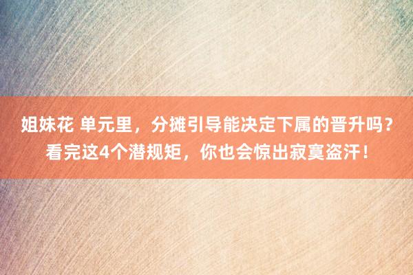 姐妹花 单元里，分摊引导能决定下属的晋升吗？看完这4个潜规矩，你也会惊出寂寞盗汗！