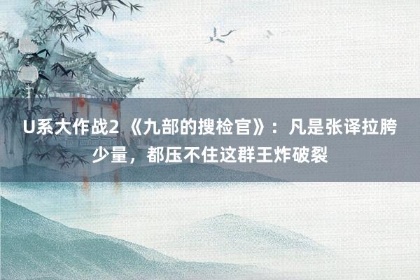 U系大作战2 《九部的搜检官》：凡是张译拉胯少量，都压不住这群王炸破裂