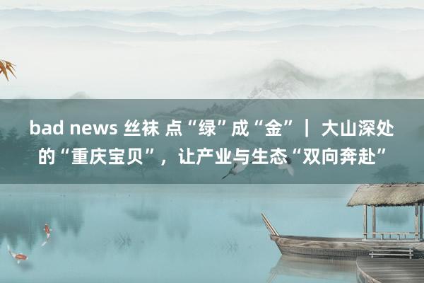 bad news 丝袜 点“绿”成“金”｜ 大山深处的“重庆宝贝”，让产业与生态“双向奔赴”