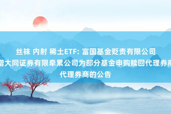 丝袜 内射 稀土ETF: 富国基金贬责有限公司对于新增大同证券有限牵累公司为部分基金申购赎回代理券商的公告