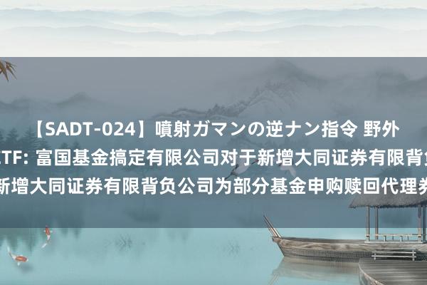 【SADT-024】噴射ガマンの逆ナン指令 野外浣腸悪戯 港股通互联网ETF: 富国基金搞定有限公司对于新增大同证券有限背负公司为部分基金申购赎回代理券商的公告