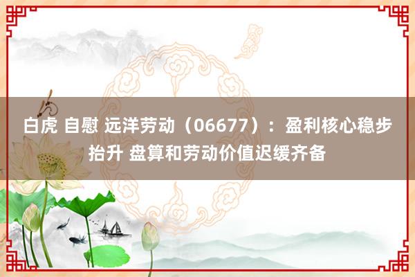 白虎 自慰 远洋劳动（06677）：盈利核心稳步抬升 盘算和劳动价值迟缓齐备