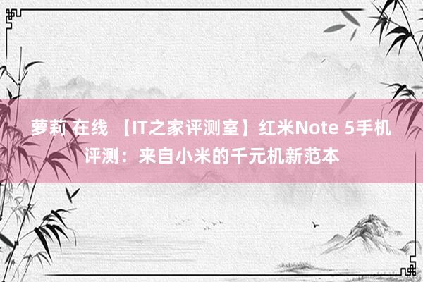 萝莉 在线 【IT之家评测室】红米Note 5手机评测：来自小米的千元机新范本